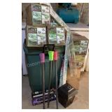 Gardening supplies; trash can, edging, bug