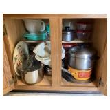 Pots, pans, colanders, storage containers,