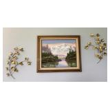 Canvas painting & metal leaf decor
