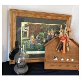 'Old Time Service' picture, barn peg rack &