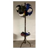 74' tall coat rack & hats