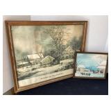 Winter scene pictures, largest is 21 1/2x17 1/2'
