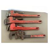 4 pipe wrenches, 2 are Craftsman