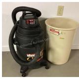 6 gallon shop vac & trash can