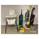 Vacuums, carpet cleaner & high chair