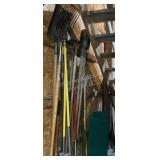 Pitchfork, square shovel, post hole