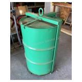Used 55 gallon oil drum with carrier, empty