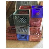 13 empty milk crates