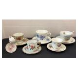 6 vintage tea cups