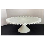 Milk Glass Cake Plate, 12 1/2x4 1/2" tall