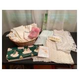 Basket of doilies, handkerchiefs, etc.