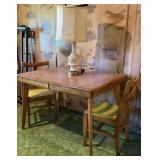 MCM dining table, 4 chairs & lamp