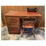 Desk, chair & misc. contents