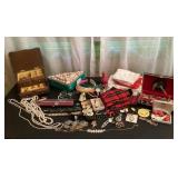 Vintage costume jewelry, Avon, handkerchiefs,