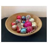 12" Parish butter bowl of vintage ornaments