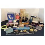 Vintage cosmetic bottles, perfumes, watches,