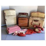 Vintage kids toys; metal washer, stove,