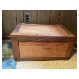 Wood toy chest & vintage toys
