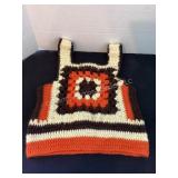 Vintage granny square knitted vest, small