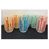 Colorful stripped 4 1/2" glasses, glass