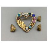 Gold filled heart & Michigan Bell Pins