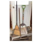 2 brooms & scoop shovel