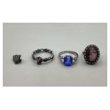 3 sterling rings & Michigan Bell Pin