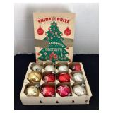 Box of vintage Christmas ornaments