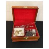 Wood jewelry box & costume jewelry