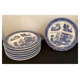7 Blue Willow, Made in Occupied Japan Plates