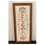 'Welcome' cross stitch, 7 1/2x17'