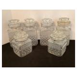 6 glass canisters
