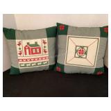 Two 13x13' Cross Stitched Pillows, clean