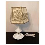 Milk Glass Lamp, 16 1/2' tall