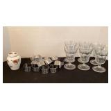 Sundae glasses, monogrammed 'B' napkin rings,