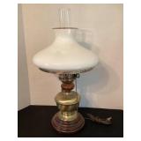 22 1/2' hurricane lamp with milk glass shade,