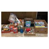 Kitchen usefuls, cleaners, wood boxes, knitting