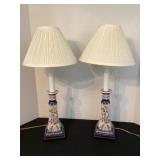 Pair of 22' Floral Lamps
