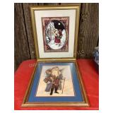 2 Old World Santa Pictures; 18 1/2x22 1/2 & 18x22'