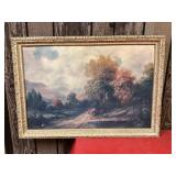 Vintage Sofa Picture in wood frame, 40x28'