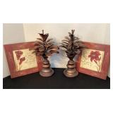 Metal accent pieces & 10x10' floral pictures