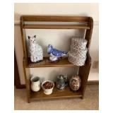 Wood shelf & contents