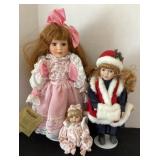 3 porcelain dolls, tallest Seymour doll is 17'