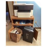 HP printer, cabinet, Office Max paper shredder,