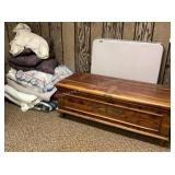 Cedar Chest (no lock), contents & bedding