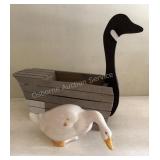 Ceramic & Wood goose planter