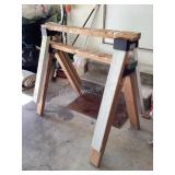 Pair of wood sawhorses