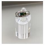10K white gold ring with gemstones, size 8 1/2