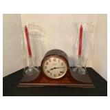 Ingraham 8 Day Clock with candlesticks &