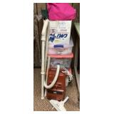 Boxes/totes of yarn & Hoover vacuum